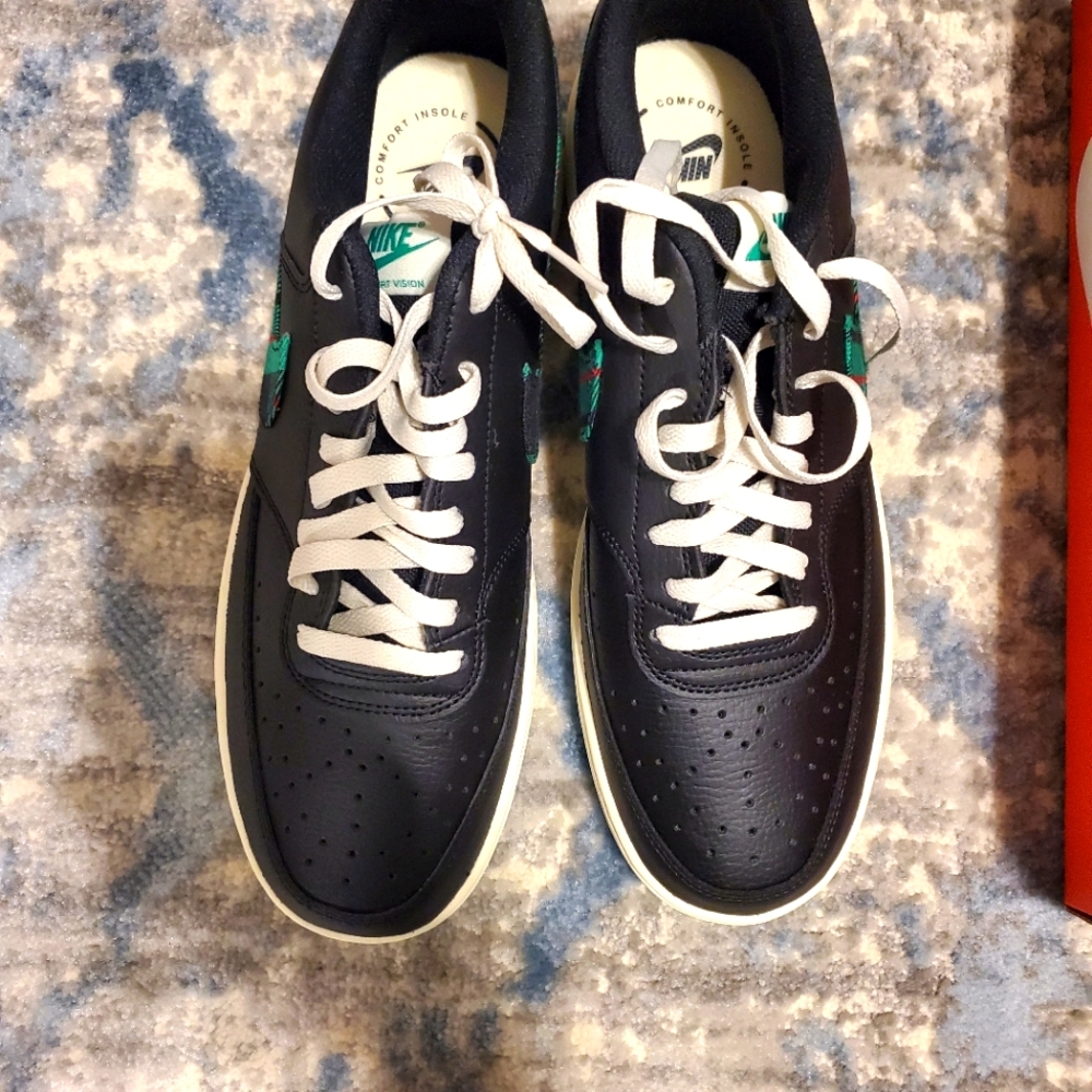 Nike Court Vision Low Black With Green Plaid Swoosh Model FD0321 010 - Picture 5 of 8